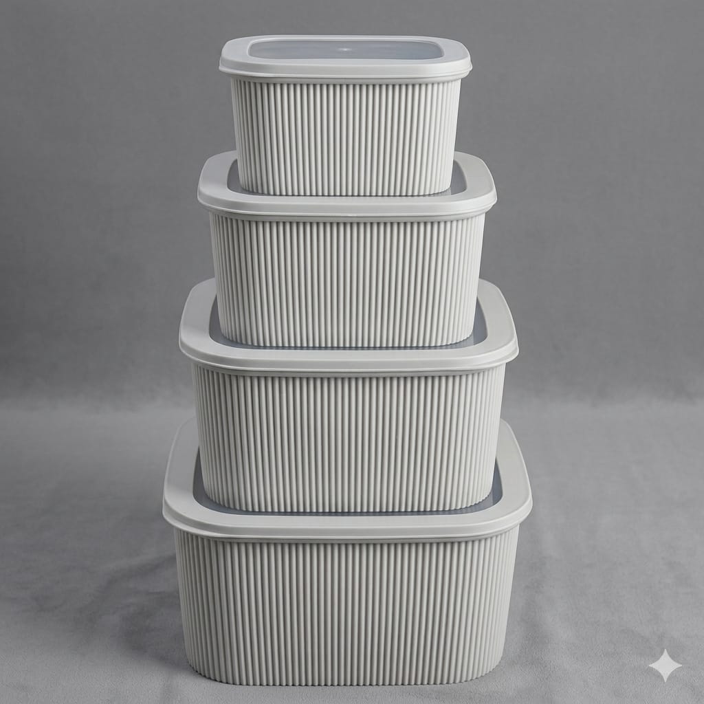 4-Piece Kitchen Storage Box Set-Grey