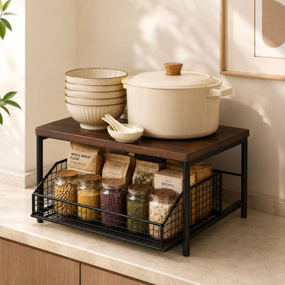 Sliding Kitchen Storage Counter Organizer