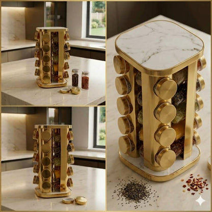 20in1 Revolving Glass Spice Jar Rack (Square)