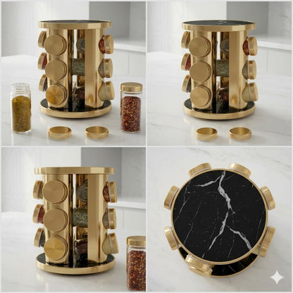 12in1 Revolving Glass Spice Jar Rack (Round)