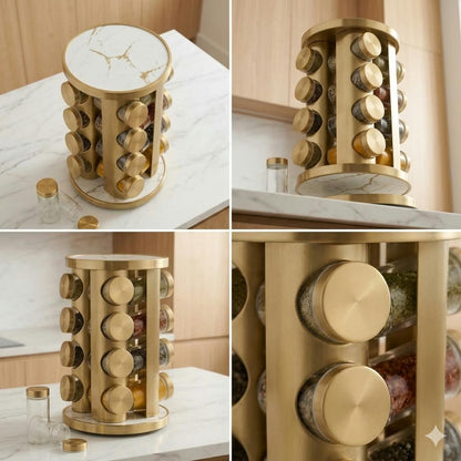 16in1 Revolving Glass Spice Jar Rack (Round)