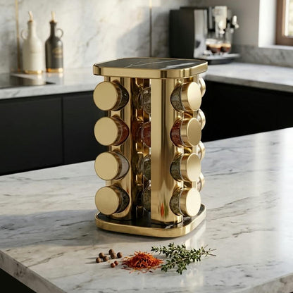 16in1 Revolving Glass Spice Jar Rack (Square)