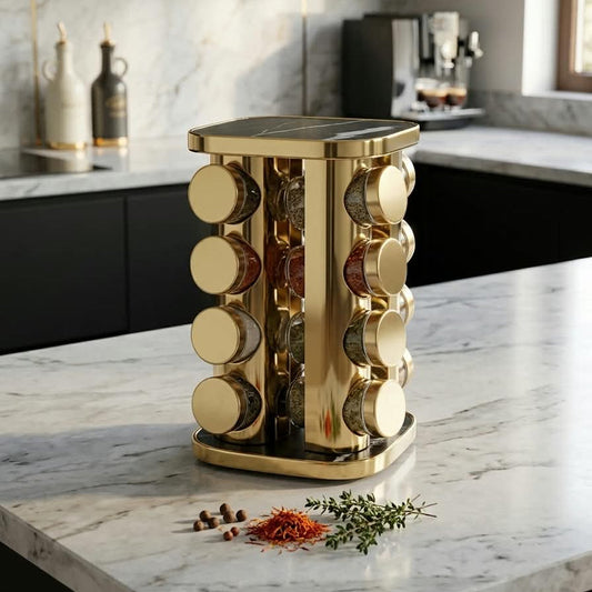16in1 Revolving Glass Spice Jar Rack (Square)