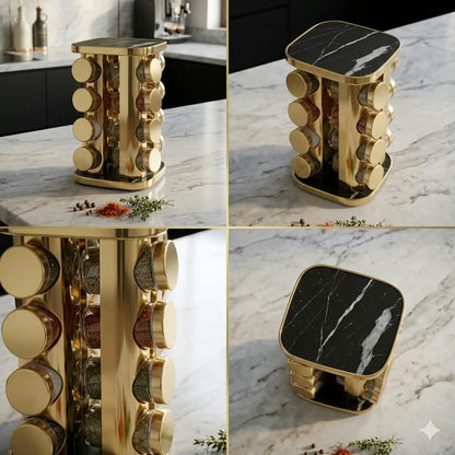 16in1 Revolving Glass Spice Jar Rack (Square)