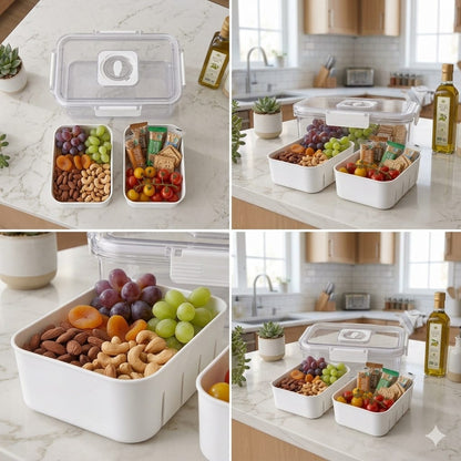 2 Compartment Rectangle Snack Storage Box