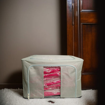 Foldable Clothes Storage Box (55L)-Light Grey