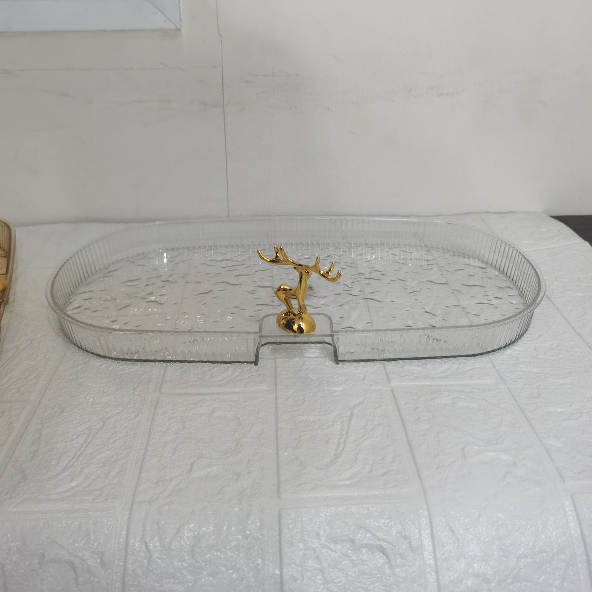 Acrylic Deer Serving Oval Tray Small