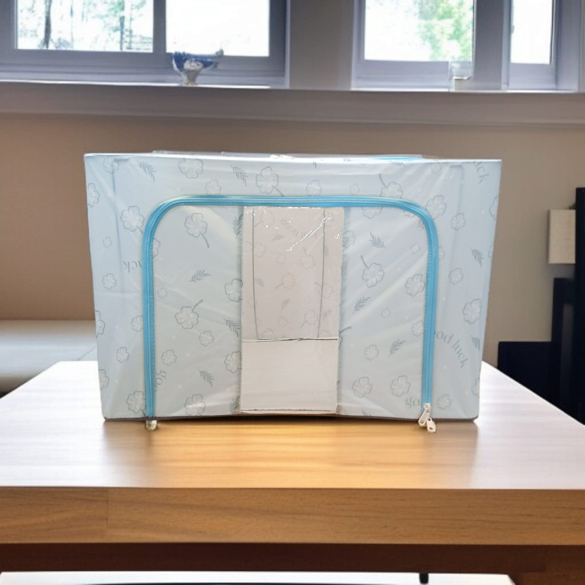 Foldable Clothes Storage Box (100L)-Light Blue