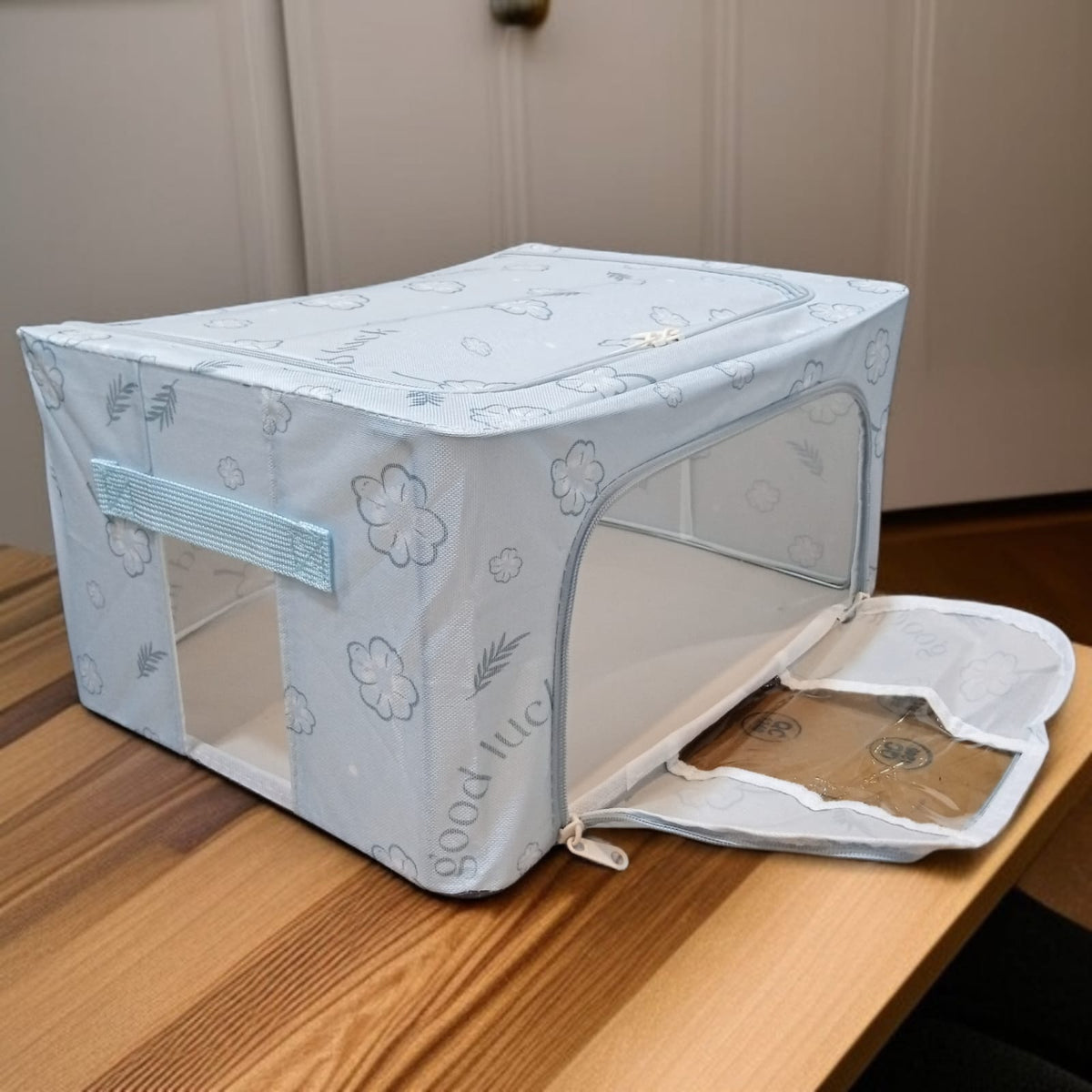 Foldable Clothes Storage Box (24L)-Light  Blue