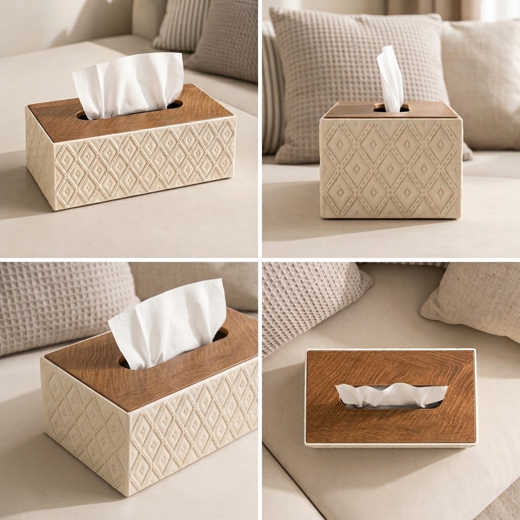 Decorative Tissue Box-Offwhite