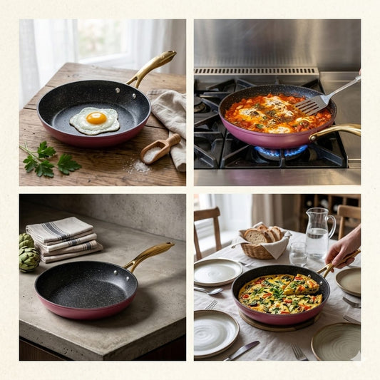 Marble Non Stick Frying Pan Red-24cm